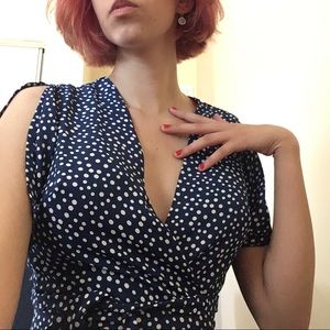 Lulus white and blue wrap crop top